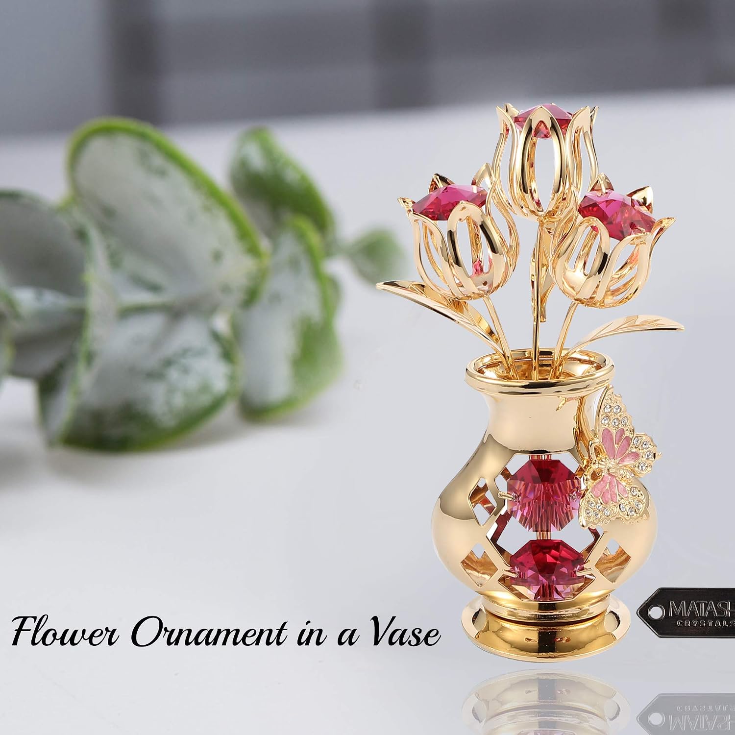 Gold Plated Crystal Tulip - Hình 2