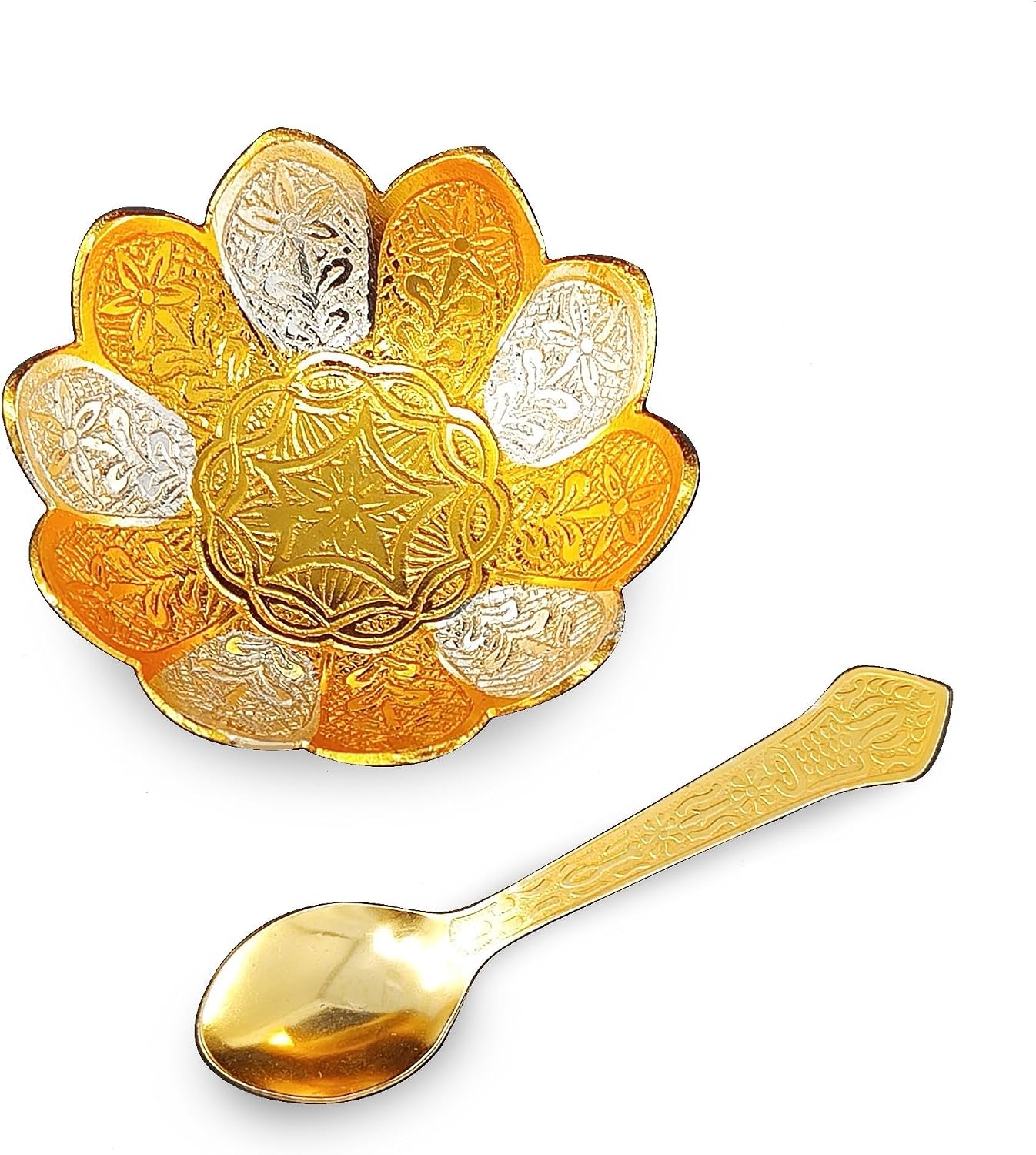 Golden Silver Lotus Bowl Set - Hình 2