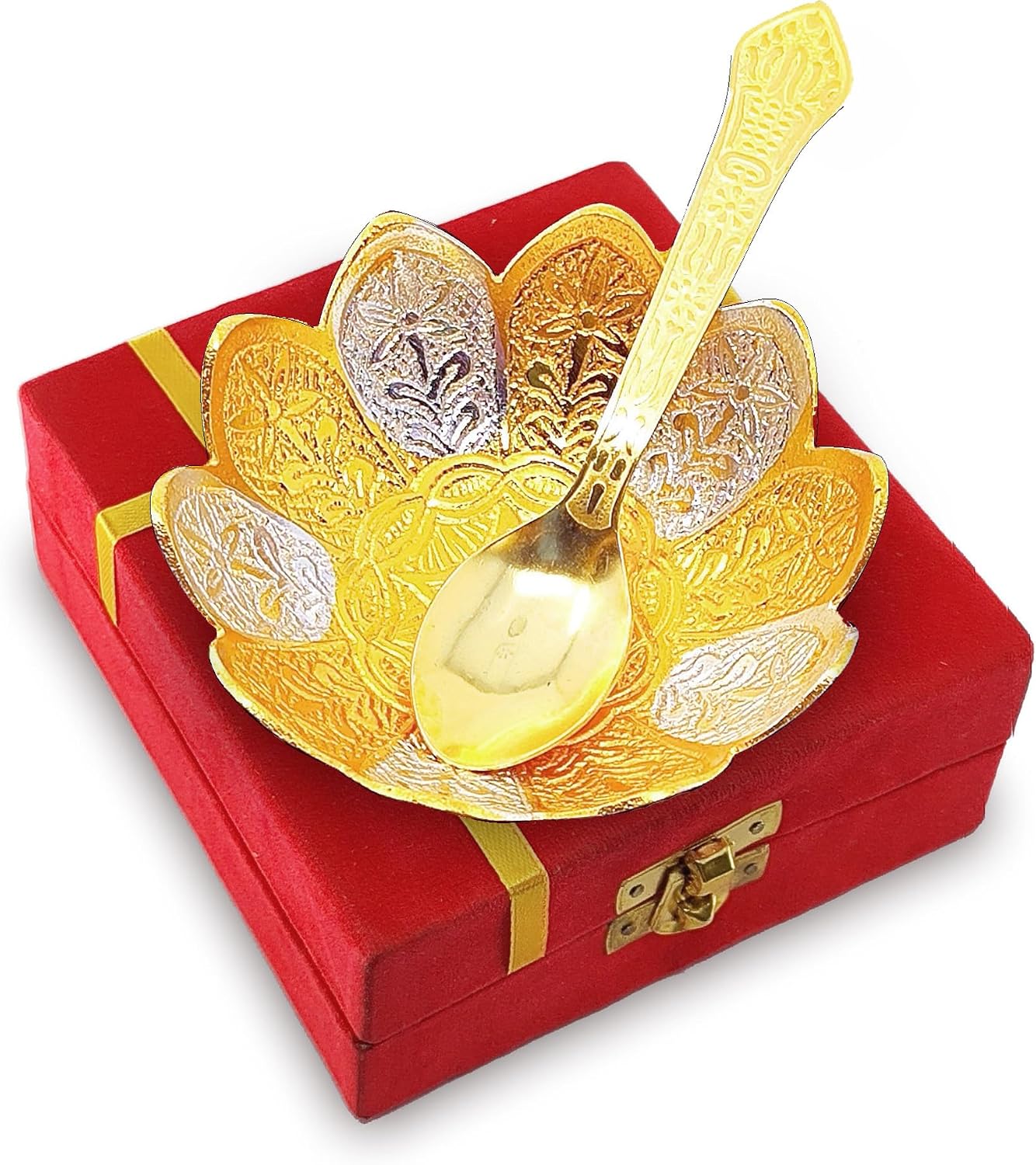 Golden Silver Lotus Bowl Set - Hình 3