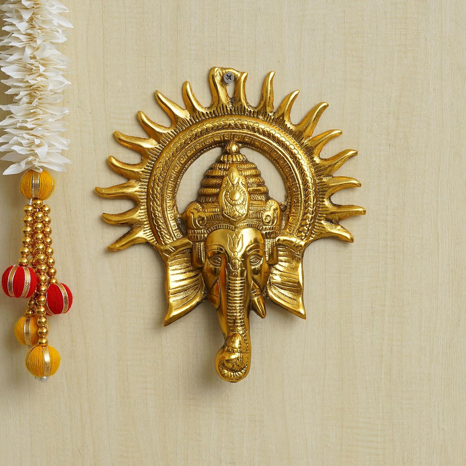 Radiant Brass Ganesha Wall Art - Hình 2