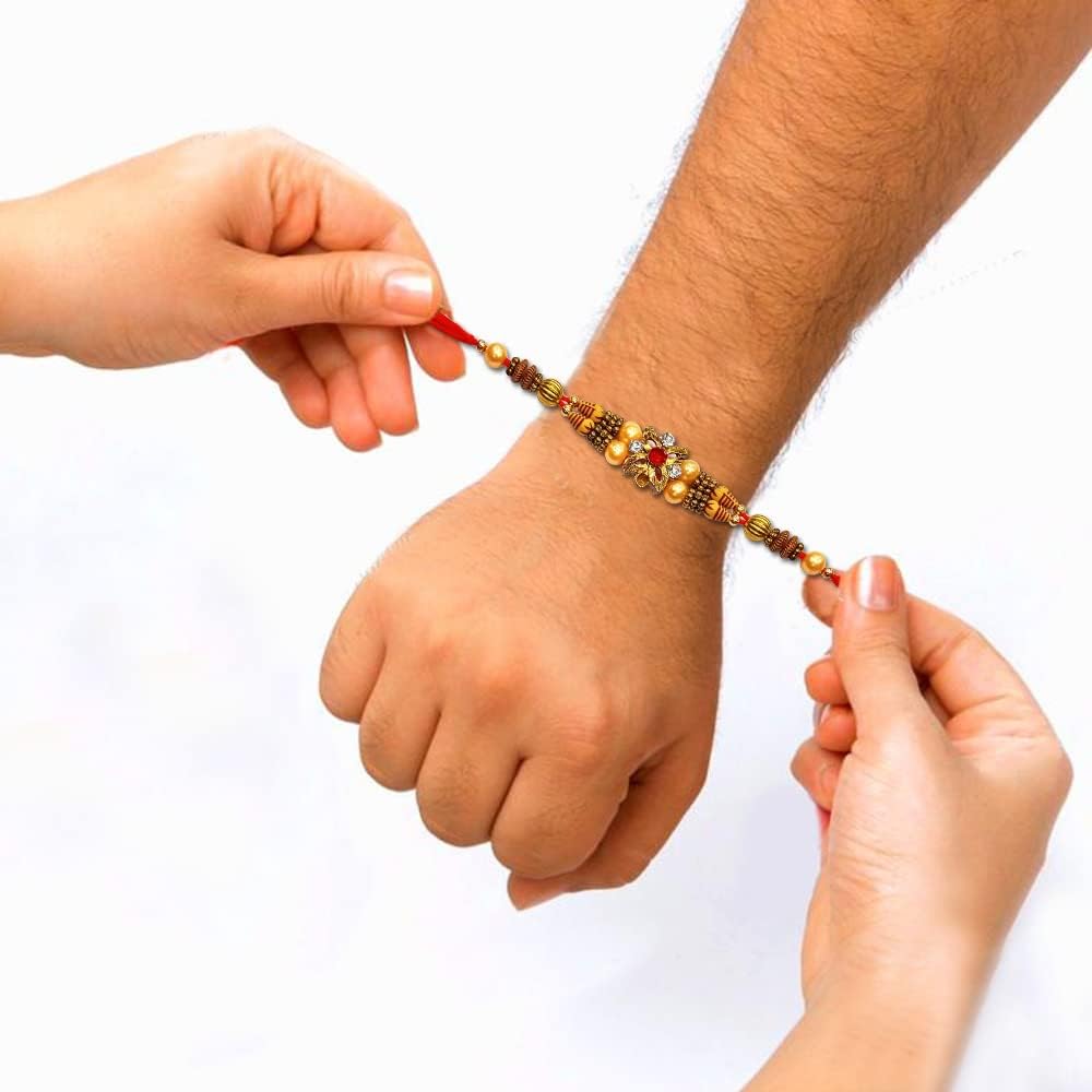 Traditional Gemstone Rakhi Set - Hình 2